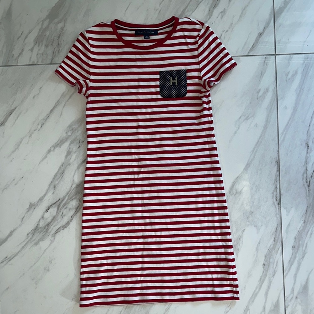 Tommy Hilfiger Red and White Sheath Mini Dress